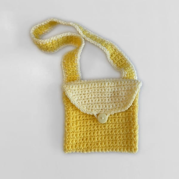 Yellow Sparkly Crochet Mini Bag for Children - Handmade in the UK