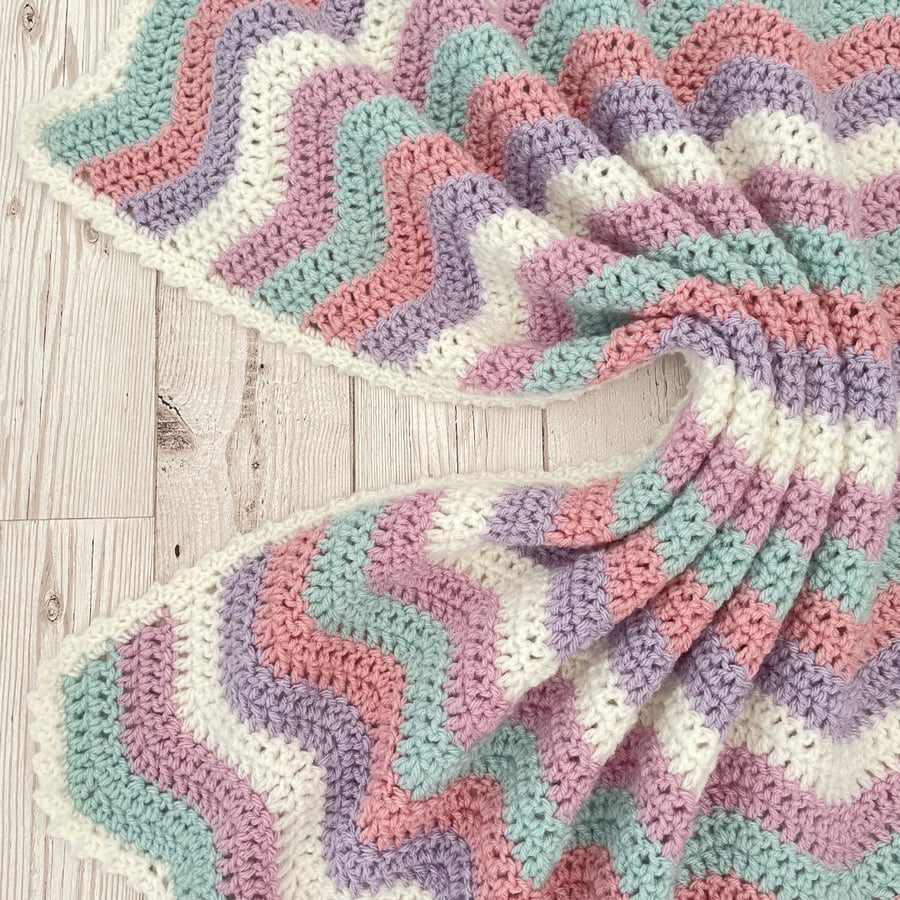 Pastel Baby Blanket - Handmade - Crochet - Baby Girl Gift - Pink Nursery Decor