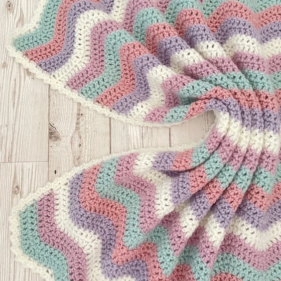 Pink and Purple Baby Blanket - Handmade - Crochet - Pastel Nursery - Baby Girl