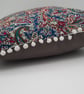 Cushion cover 14" in teal and cherry red pattern fabric.  - Image 8