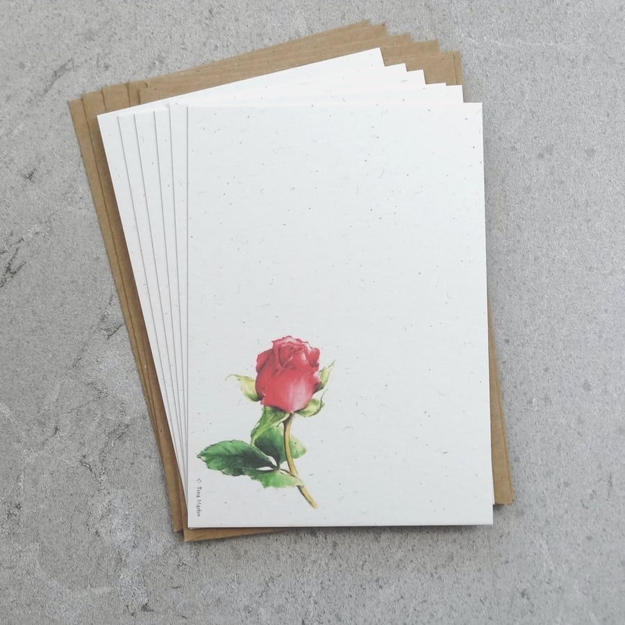 Postcards (pack of 6) Red Rose Eco friendly