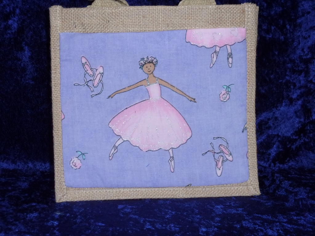 Ballerina on Lavender Small Jute Bag 