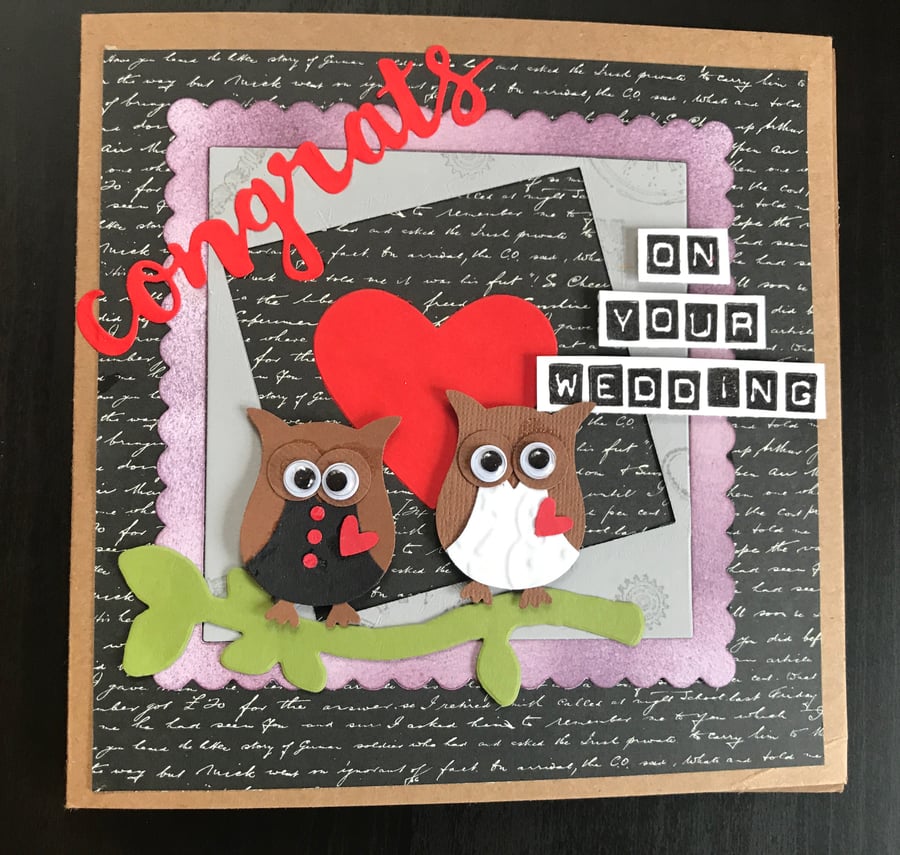 Wedding "Congrats Mr & Mrs Owl" Card Personalised