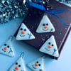 Set of three glass snowmen Christmas decorations 