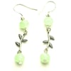 Pale Green Crystal Leaf Earrings - UK Free Post