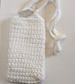 Handmade crochet crossbody bag made with white t-shirt yarn 
