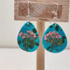 Pressed flower polymer clay pebble hook earrings