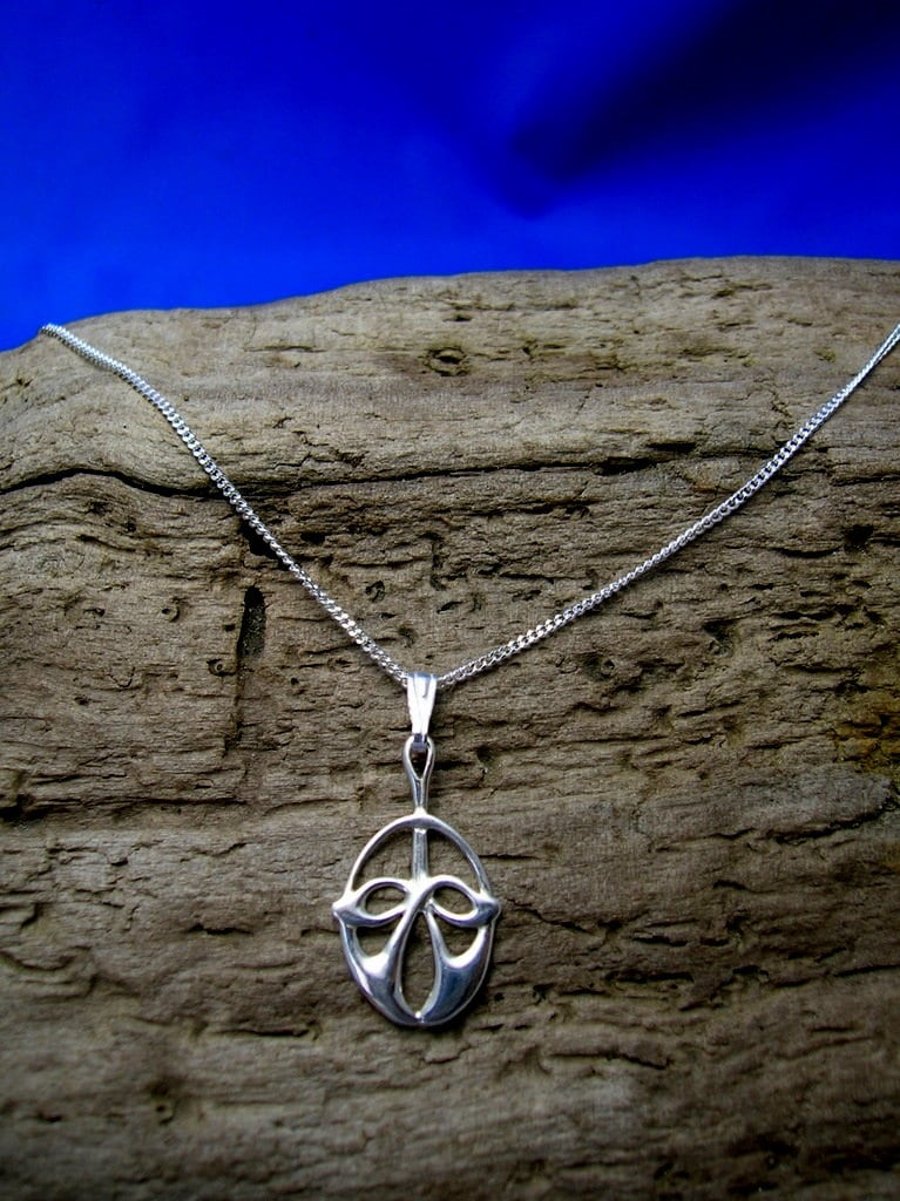 Art Nouveau Silver Necklace, Celtic pendant, Celtic necklace, Sterling Silver.
