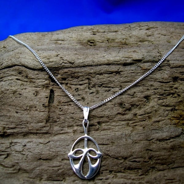 Art Nouveau Silver Necklace, Celtic pendant, Celtic necklace, Sterling Silver.