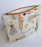 Soft zipped bag - vintage style icon themed pouch, green tweed backing - Image 2