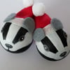 2x Badger Christmas Tree Bauble Decoration Hand Painted Pet Animal 