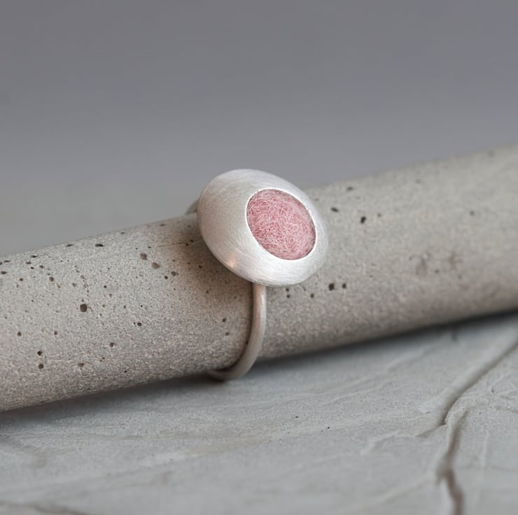 Pink Funky Dots Sterling Silver Disc Ring Folksy