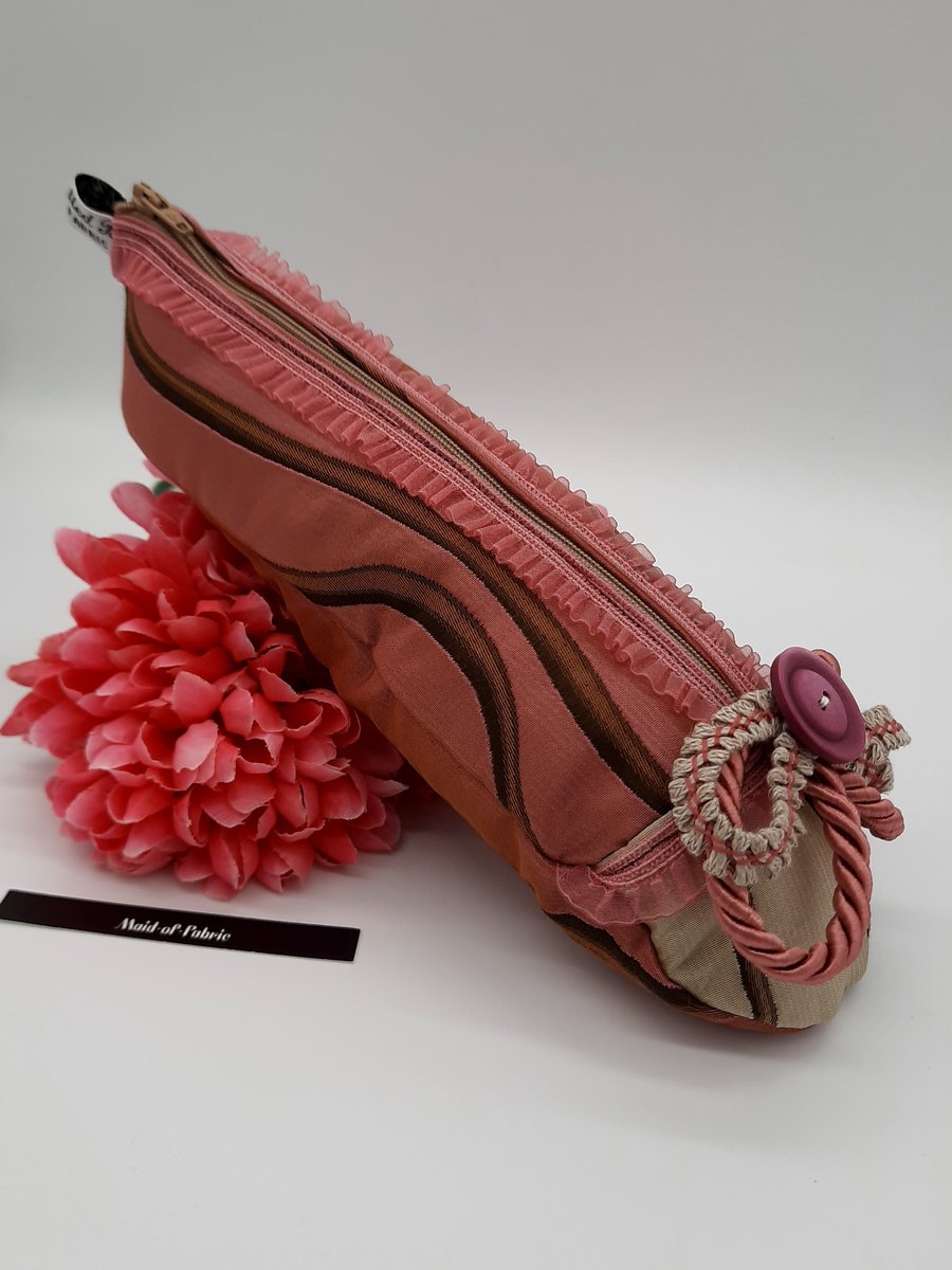Pencil case shoe in 2 tone pink and bronze, free uk delivery. 