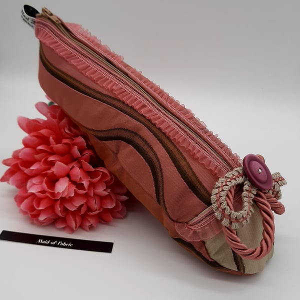 Pencil case shoe in 2 tone pink and bronze, free uk delivery. 