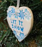 Let it snow pottery heart Christmas decoration - Image 2