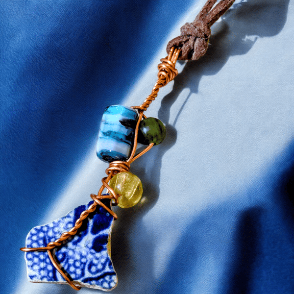 Handmade Upcycled Unique Sea Pottery Necklace 