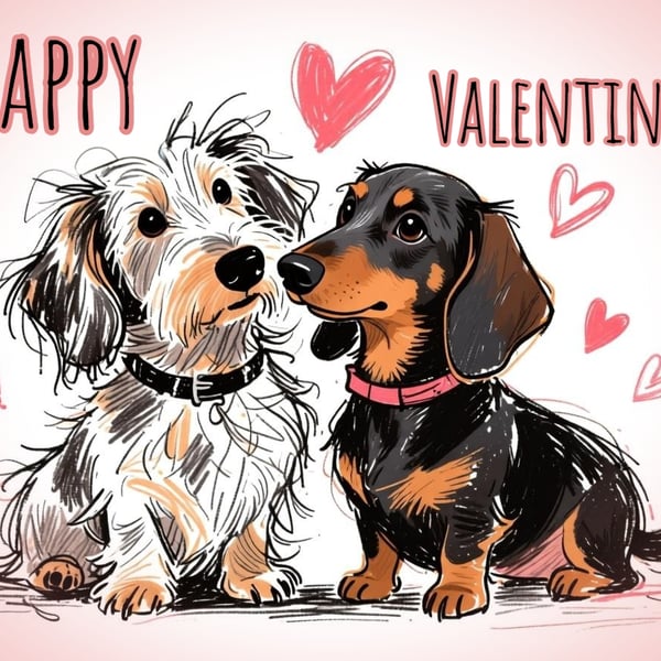 Sausage Dogs Valentine's Greeting Card A5