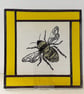 Leaded stained glass panel with painted bee design