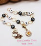 Row Counter Chain with White Number Beads, Enamel Brown Cow and Daisy - Image 3