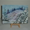 watercolour snowscene andscape original art painting ( ref F 866 )