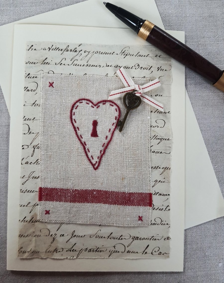 Hand Embroidered Blank Greetings card