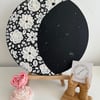 Flower Moon  Original Textured Floral Art Circle Canvas Hand Painted 