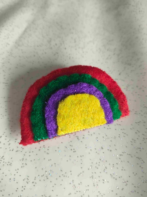 Handmade felt rainbow brooch