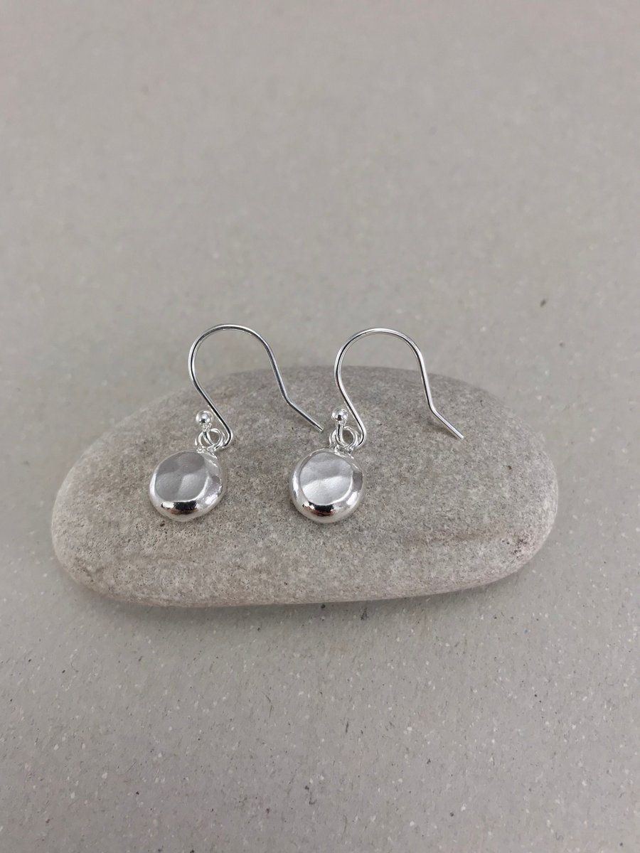 Sterling Silver Pebble Dangle Earrings