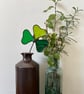 Stained glass shamrock stem - green Irish St Patrick’s day clover 