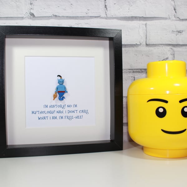 THE GENIE - FRAMED LEGO DISNEY COLLECTABLE MINIFIGURE - ALADDIN