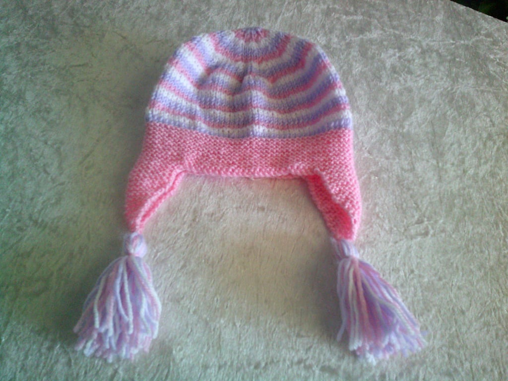 Pink,Lavender and White Girls Hat