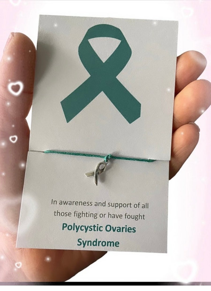 Polycystic ovaries syndrome awareness wish bracelet tibetan charm bracelet gift