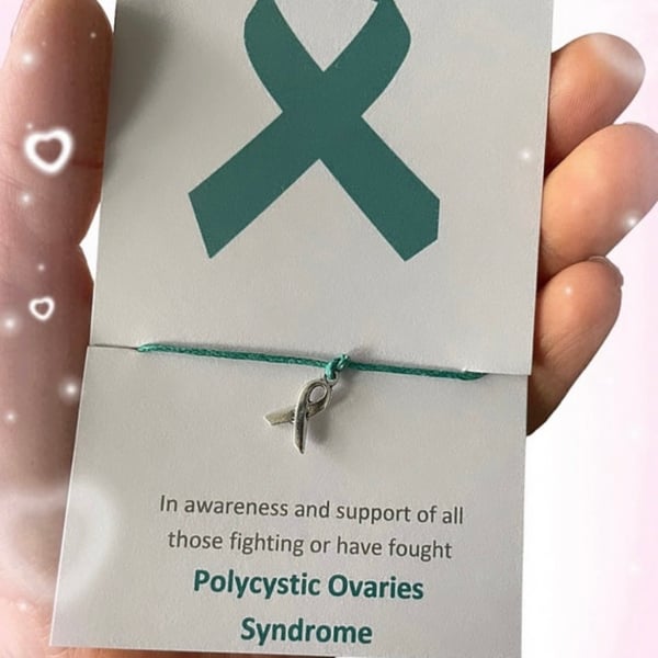 Polycystic ovaries syndrome awareness wish bracelet tibetan charm bracelet gift