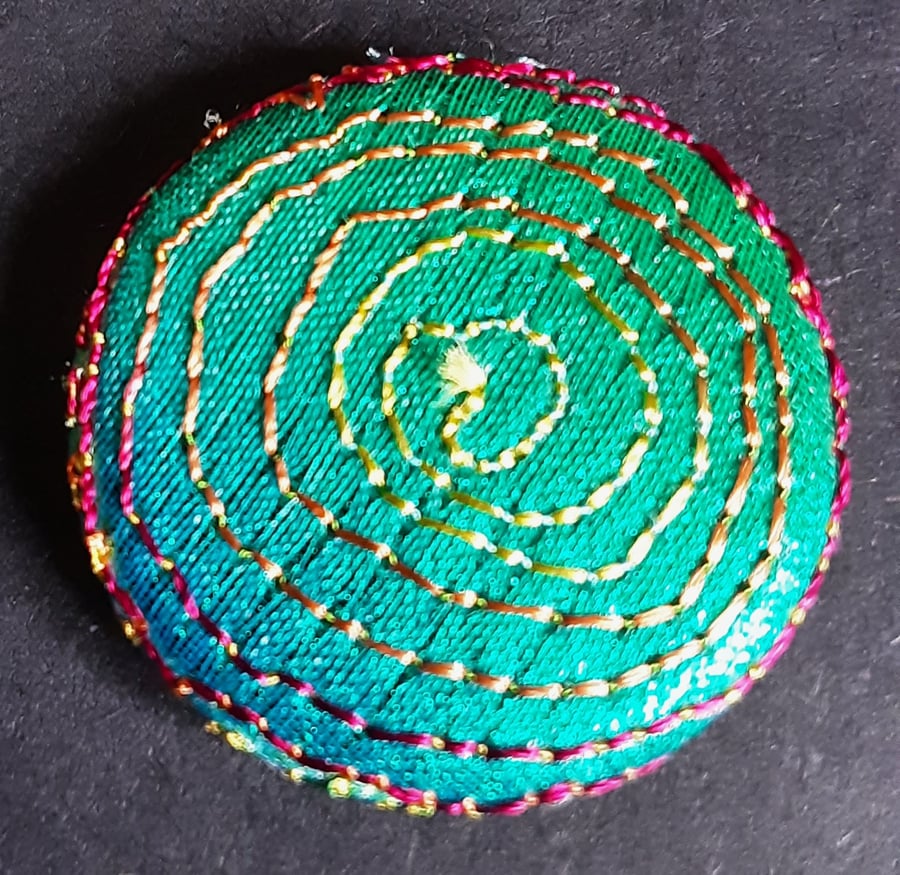 Buttons 1 inch button Hand Dyed Silks and Cottons Free Machine Embroidery Button