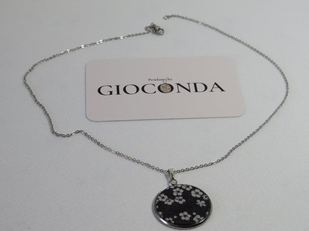 Hand Crafted Pretty Pendant - Made Using Liberty Print Fabric