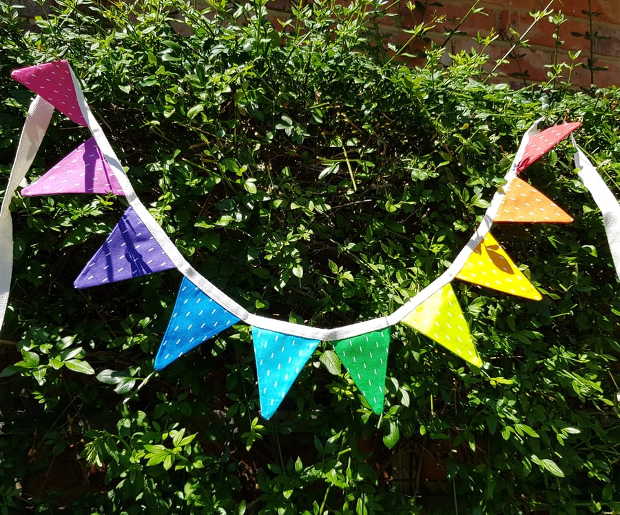 Cotton rainbow mini bunting in a bag