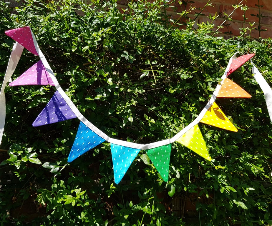 Cotton rainbow mini bunting in a bag