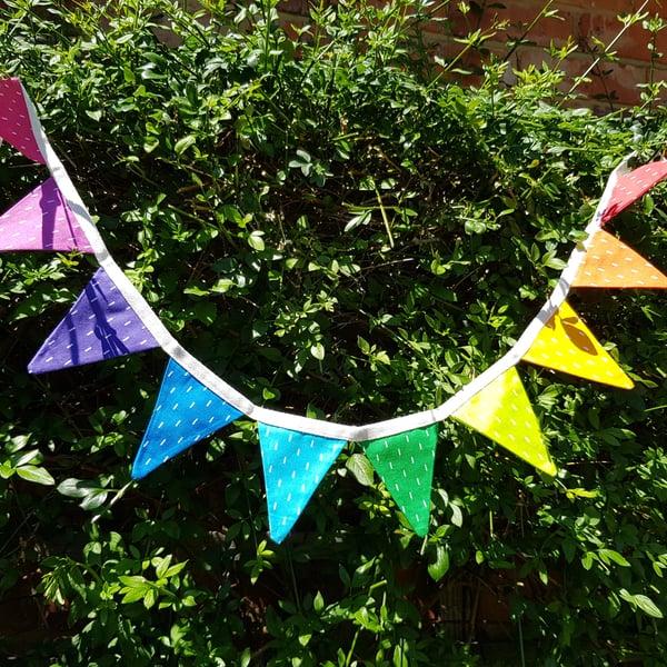 Cotton rainbow mini bunting in a bag
