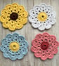 Crochet floral coasters, Drinks Coasters, Crochet Gift