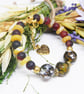 Gold Plated Memory Wire Agate Beaded Bracelet