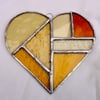 Valentines Stained Glass Heart Suncatcher - Amber  