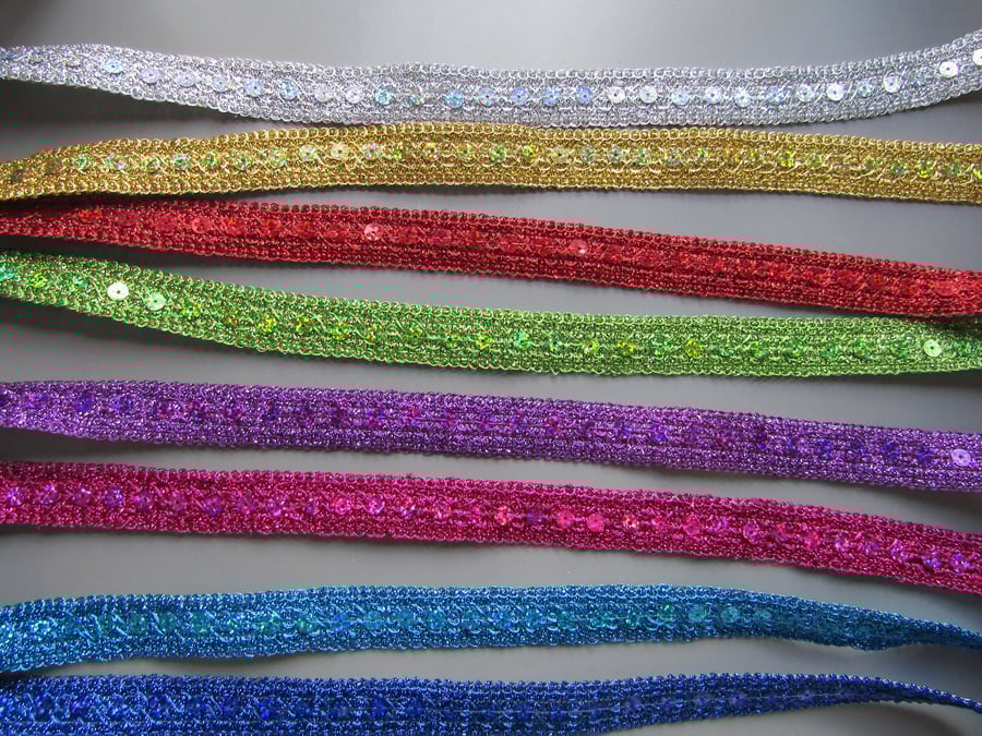 Hologram Sequin Metallic 2cm Braid Trim Sold By The Metre