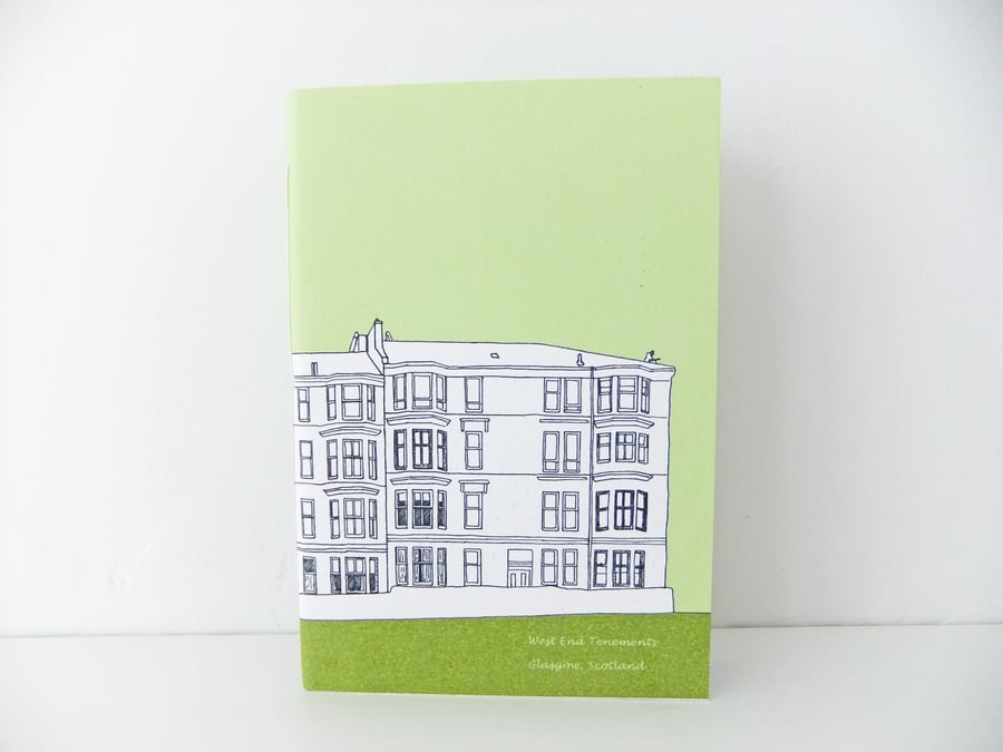 Handmade Glasgow Notebook - in pastel green