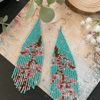 Hand beaded fringe Cherry Blossom earrings, delicate earrings, gift for her