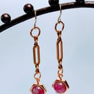 Gold Paperclip Chain Bead Earrings.