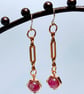 Gold Paperclip Chain Bead Earrings.