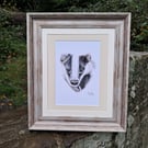 FRAMED Badger drawing limited run Gilcee Fine Art Print 
