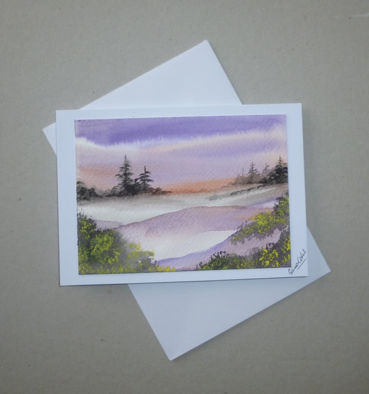 original watercolour landscape hand painted greetings card ( ref FA 640 K1 )
