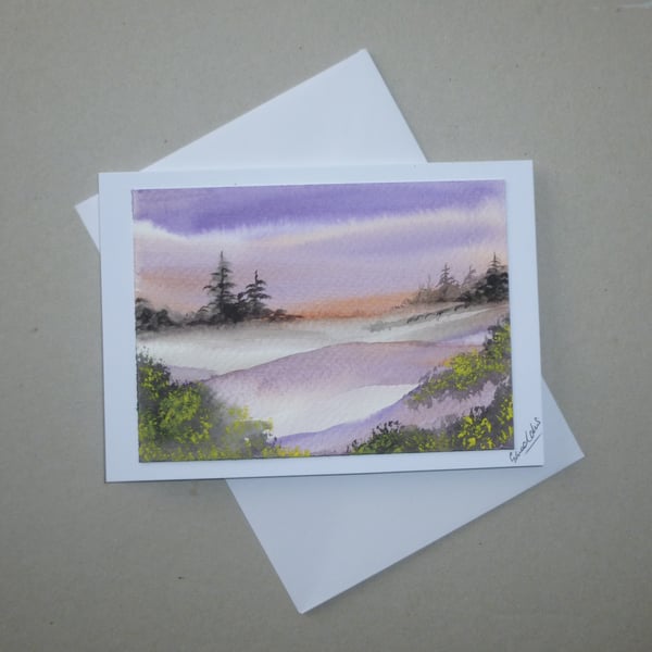 original watercolour landscape hand painted greetings card ( ref FA 640 K1 )