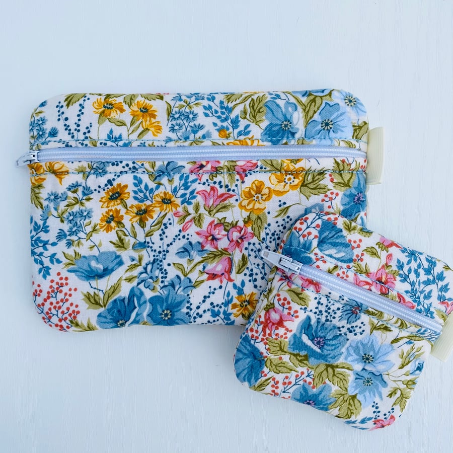 Floral zipped storage set - medium and small